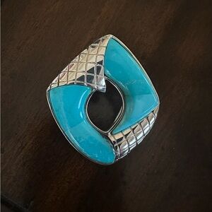 Jay King Anhui Blue Turquoise and Silver Enhancer Pendant